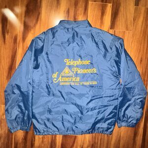 Vintage Telephone Pioneers Of America Coach Jacket USA Cardinal Large Atlanta GA